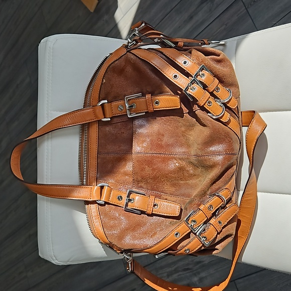 RARE Vintage Michael Kors Milo distressed leather satchel/crossbody - Picture 3 of 16